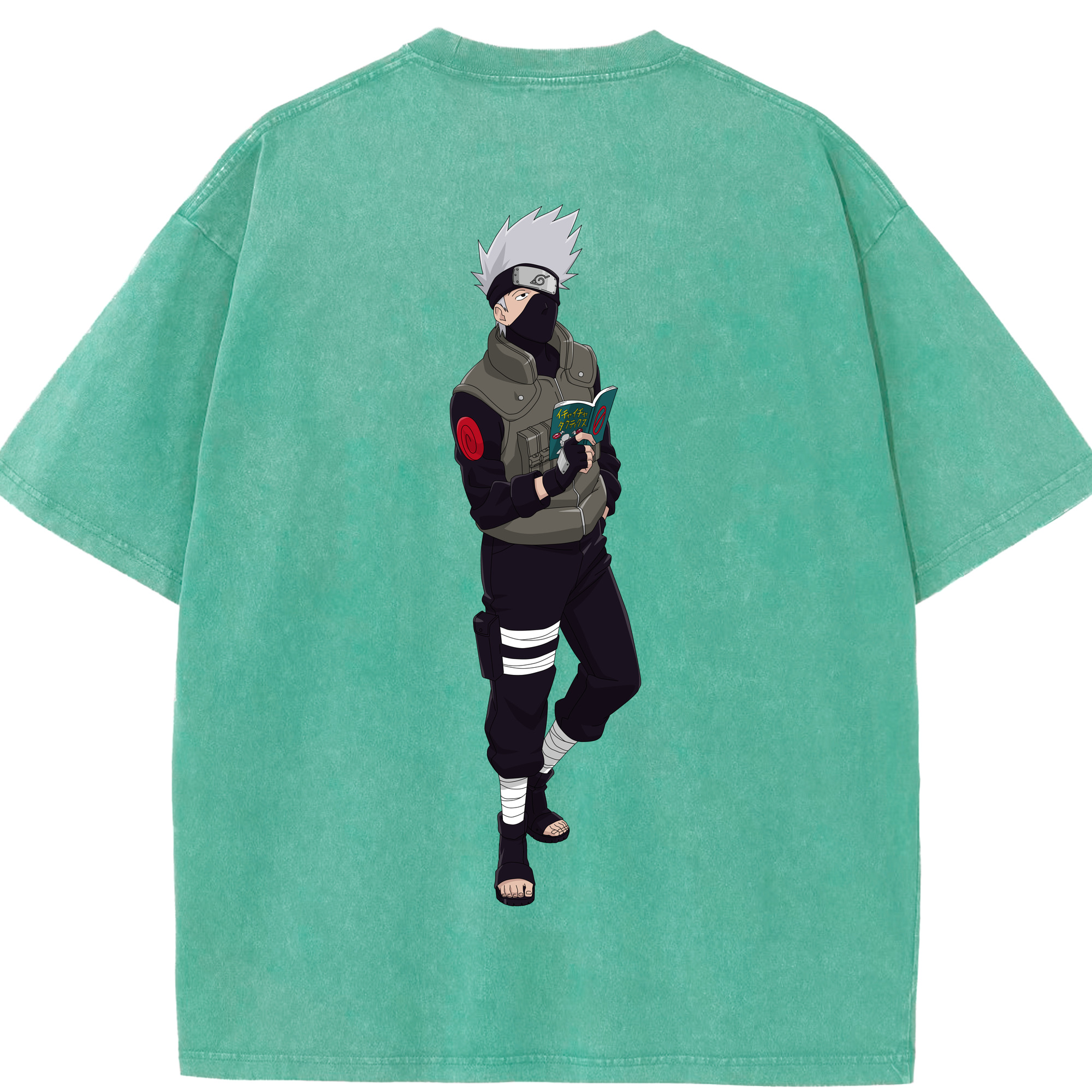 （画像用） NARUTO -ナルト- はたけ カカシ Hatake Kakashi 綿100% ヴィンテージ風 半袖Tシャツ（背面プリント）